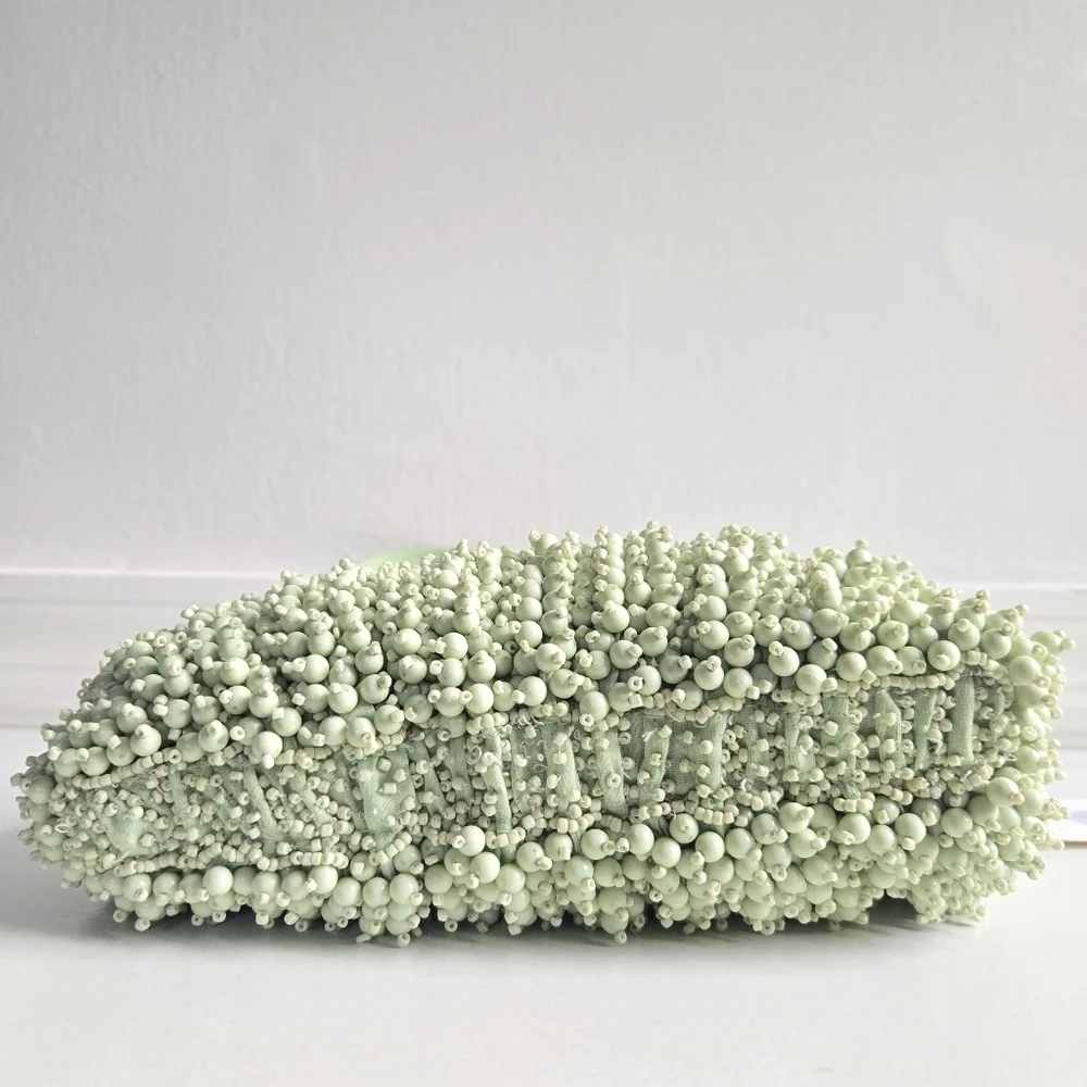 New Staud Beaded Bean Convertible Matcha Shoulder Handbag NWT - Picture 13 of 14